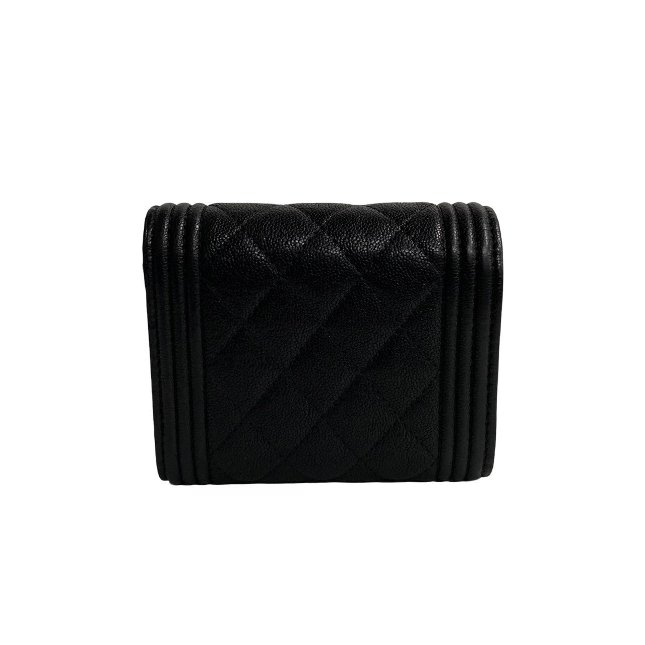 CHANEL Tri-fold wallet leather black Boy chanel