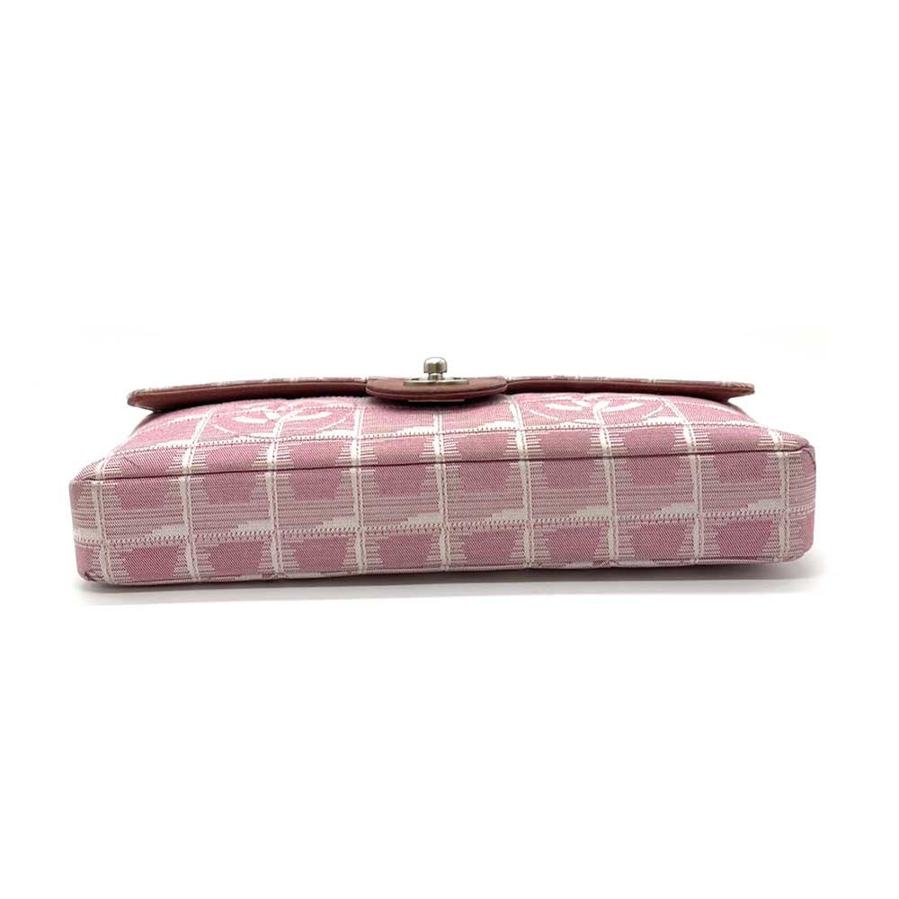 Chanel Nylon Jacquard Chain Shoulder Bag Pink