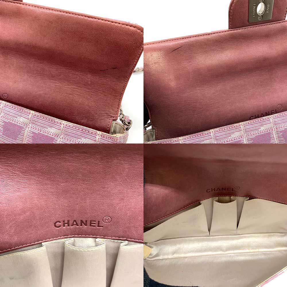 Chanel Nylon Jacquard Chain Shoulder Bag Pink