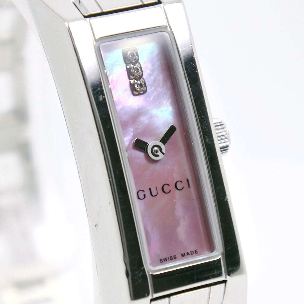 GUCCI Watches Quartz 110 Stainless Steel pink 3P diamond Pink shell dial Women Used