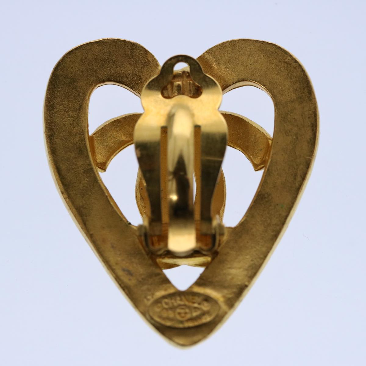 Top Quality Chanel heart Earring Gold Tone CC Auth 60077A