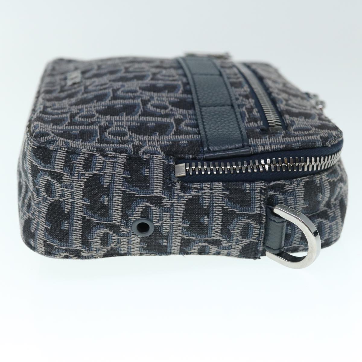 CHRISTIAN DIOR Trotter Canvas Shoulder Bag Navy Auth 60082A