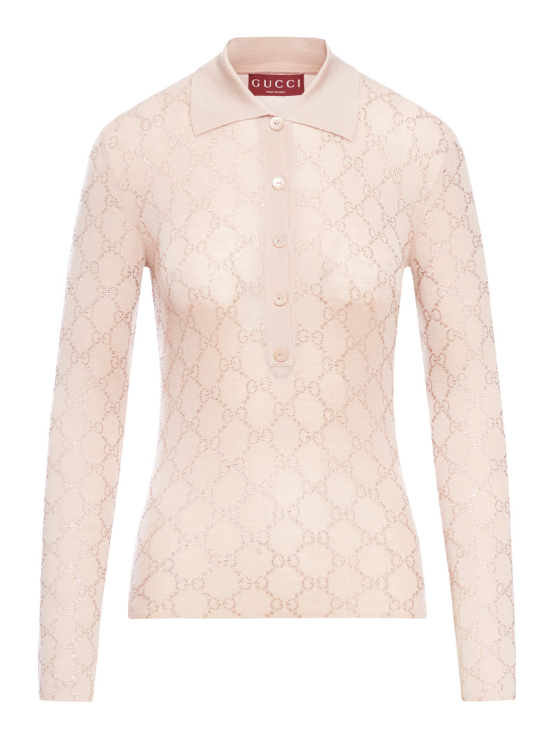 Gucci Women Embellished Wool Polo Shirt