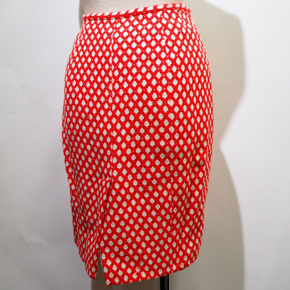 CHANEL skirt P32954V23394 Rayon, Bamboo, Cotton Red 2008 cruise collection COCO Mark button with mini back charm Women 34 Used