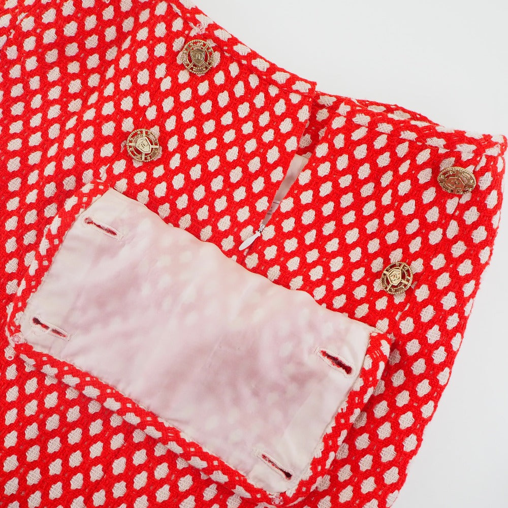 CHANEL skirt P32954V23394 Rayon, Bamboo, Cotton Red 2008 cruise collection COCO Mark button with mini back charm Women 34 Used