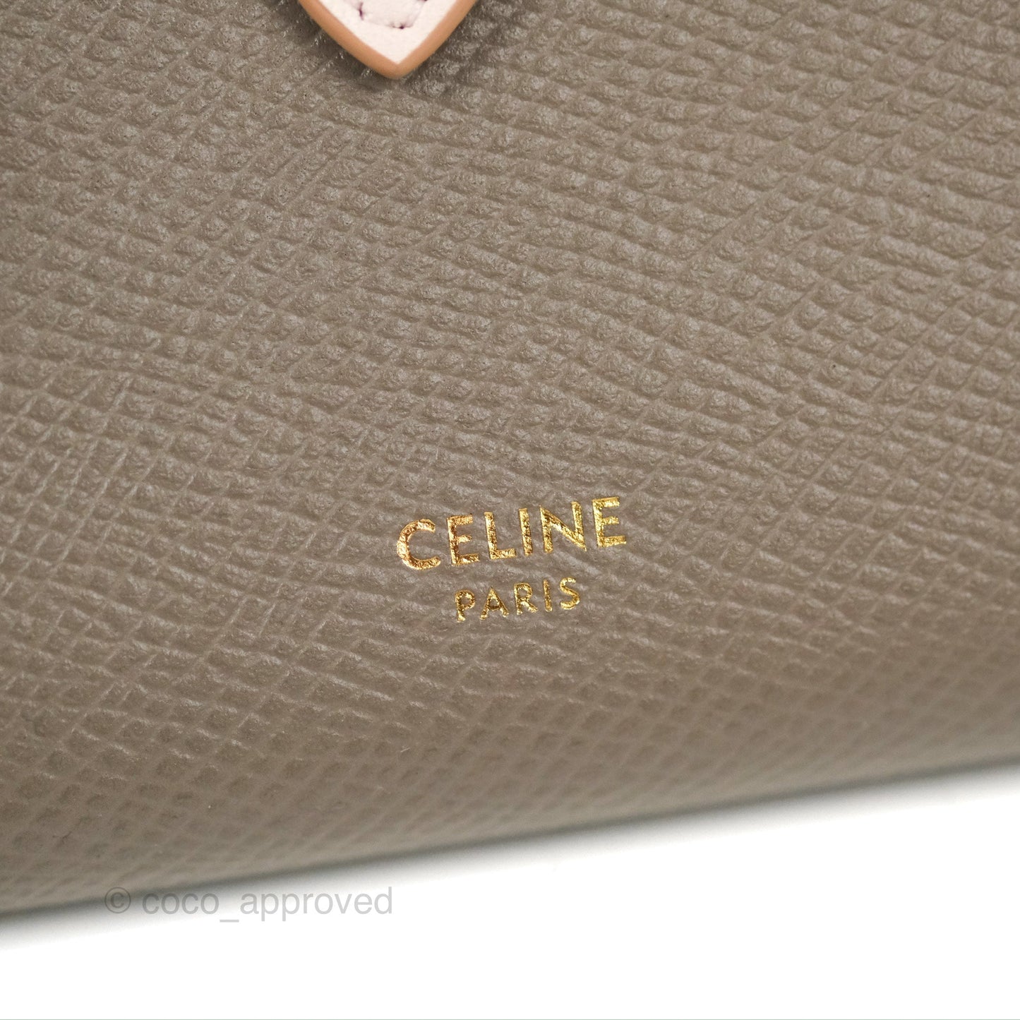 Celine Strap Medium Wallet Grained Leather Taupe