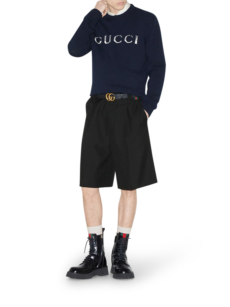 Gucci Men Wool Jumper With Gucci Inlay