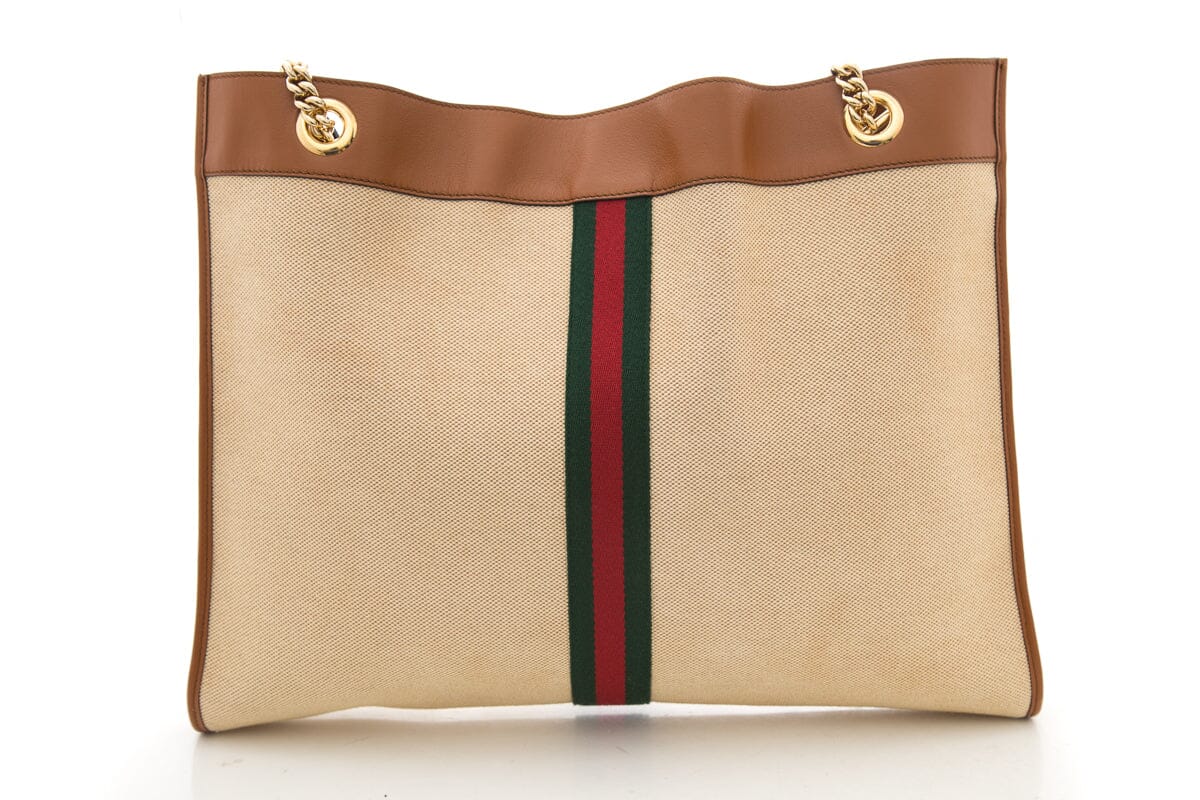 Gucci Tan Rajah Canvas Tiger Head Detail Tote
