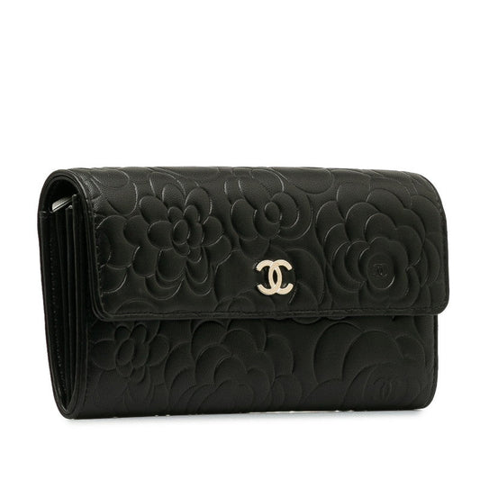 CHANEL CAMERIA COCOMARK Long Wallet Black   CHANEL