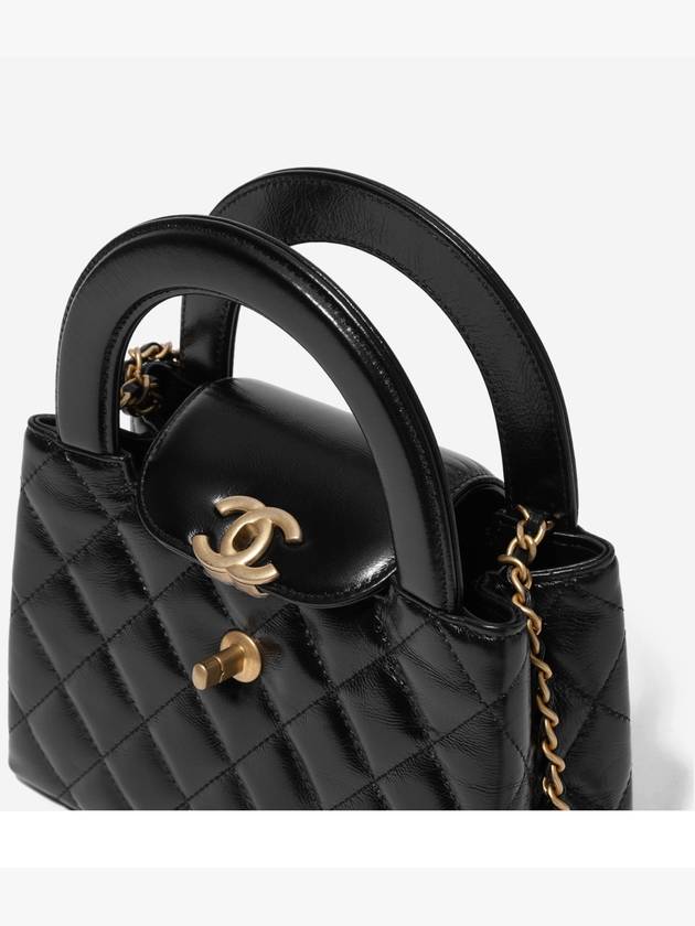 Gold Hardware Small Shiny Vintage Calfskin Tote Bag Black Chanel