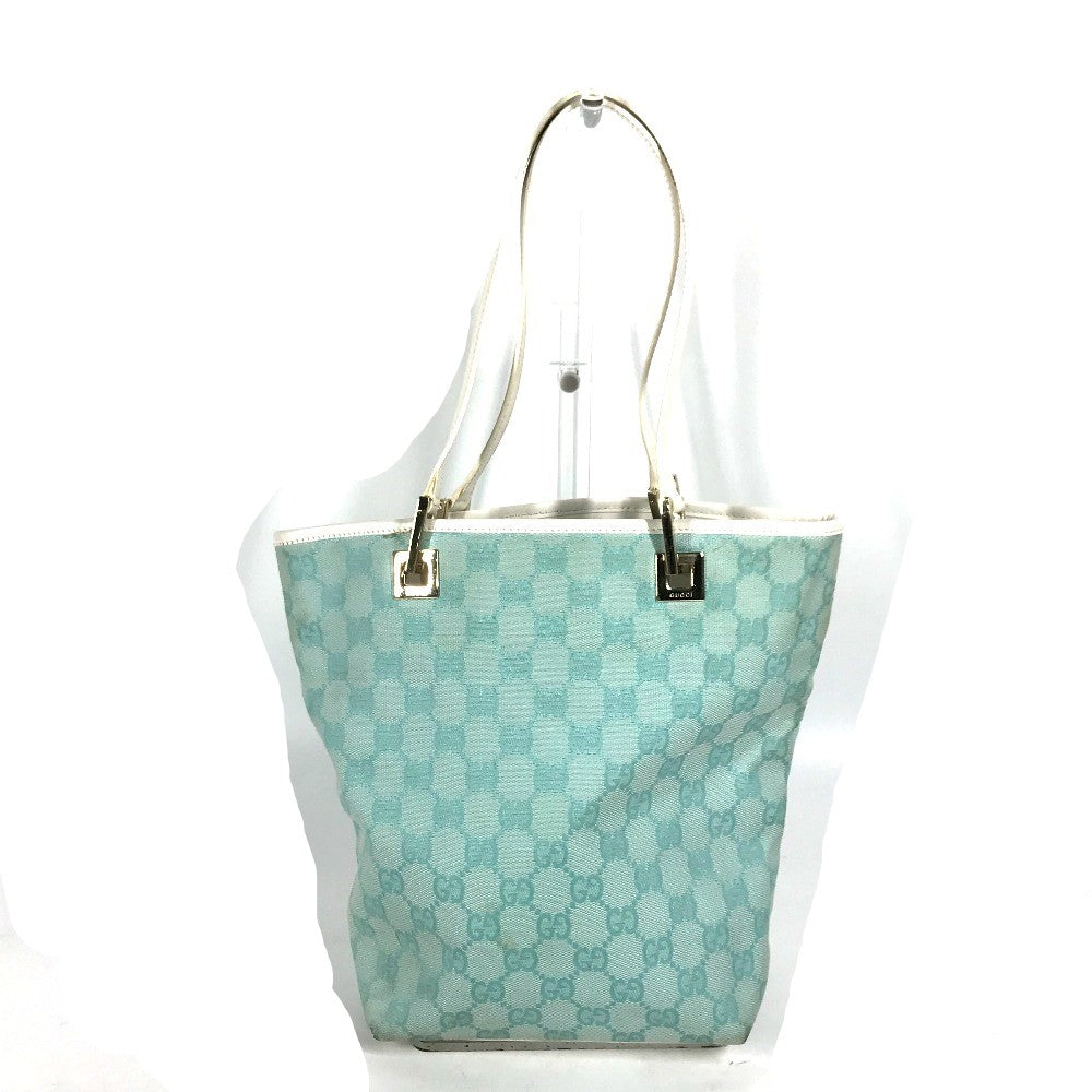 GUCCI Tote Bag 002 1099 Canvas / leather Light green Shoulder Bag Shoulder Bag GG Bucket Women Used