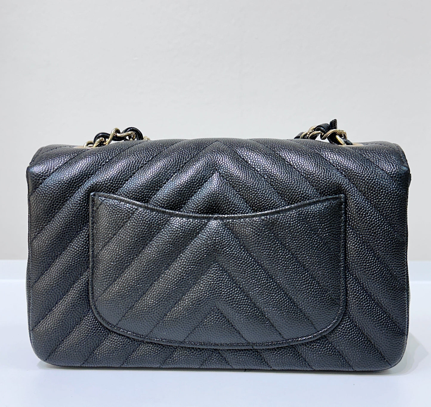 Chanel Mini Flap Bag Chevron Caviar Black GHW