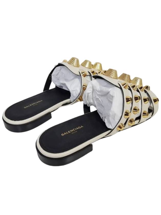 Luxury Balenciaga  Stud Strap Slippers White