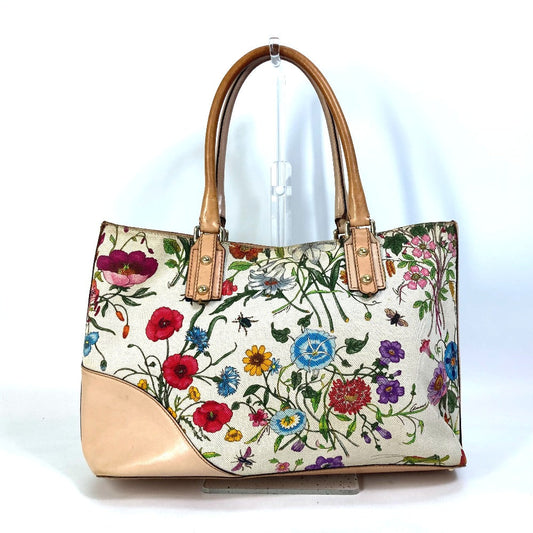GUCCI Shoulder Bag 137385 Canvas / leather multicolor Flora floral pattern flower Women Used