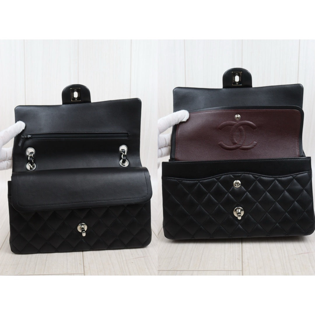 Excellent（Rank SA）｜ Full Set  CHANEL  Lamb Skin Matrasse Double Flap 25 Shoulder Bag Black Made In 2017Year｜S25071018