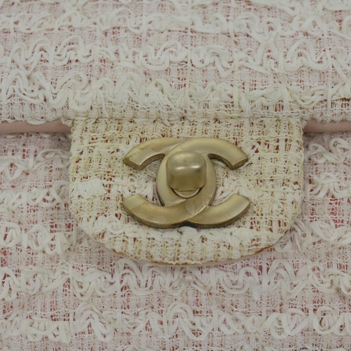 Top Quality Chanel Matelasse Chain Shoulder Bag Tweed Pink CC Auth 60753A