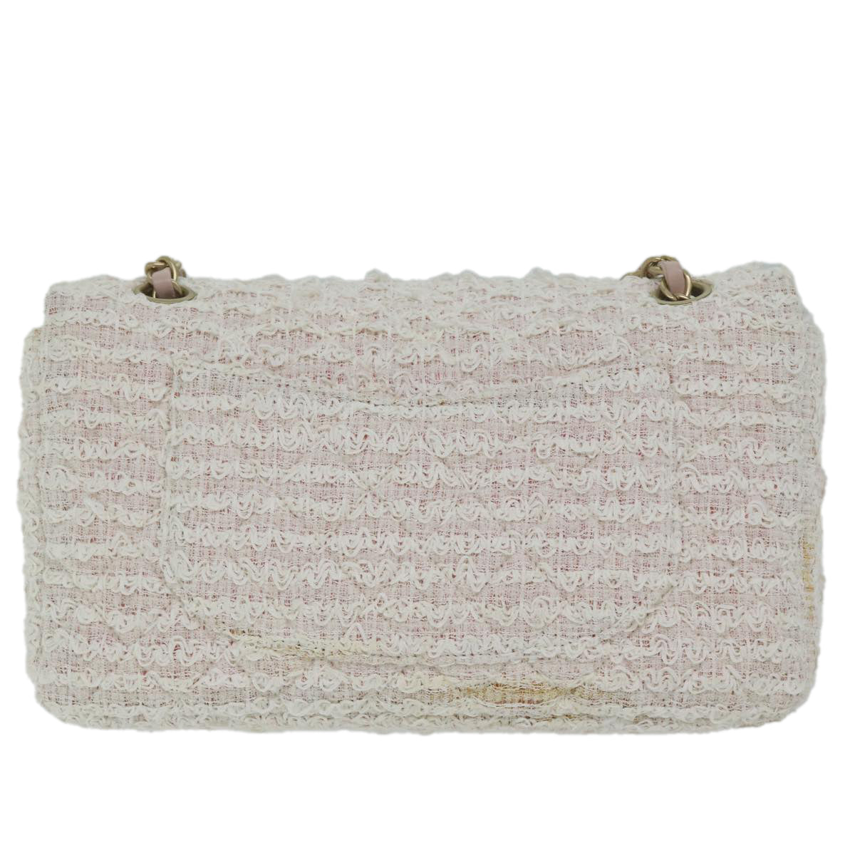 Top Quality Chanel Matelasse Chain Shoulder Bag Tweed Pink CC Auth 60753A