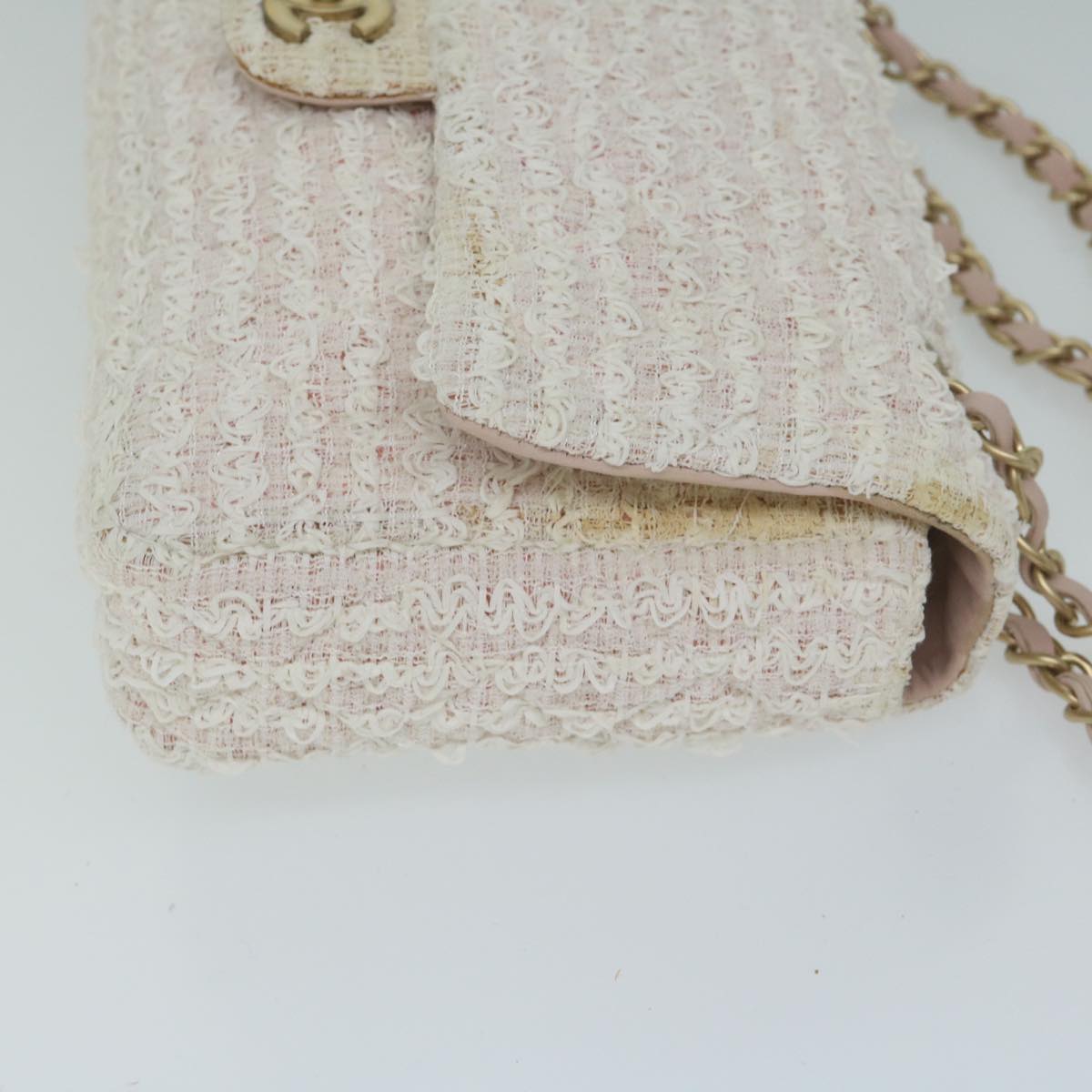 Top Quality Chanel Matelasse Chain Shoulder Bag Tweed Pink CC Auth 60753A