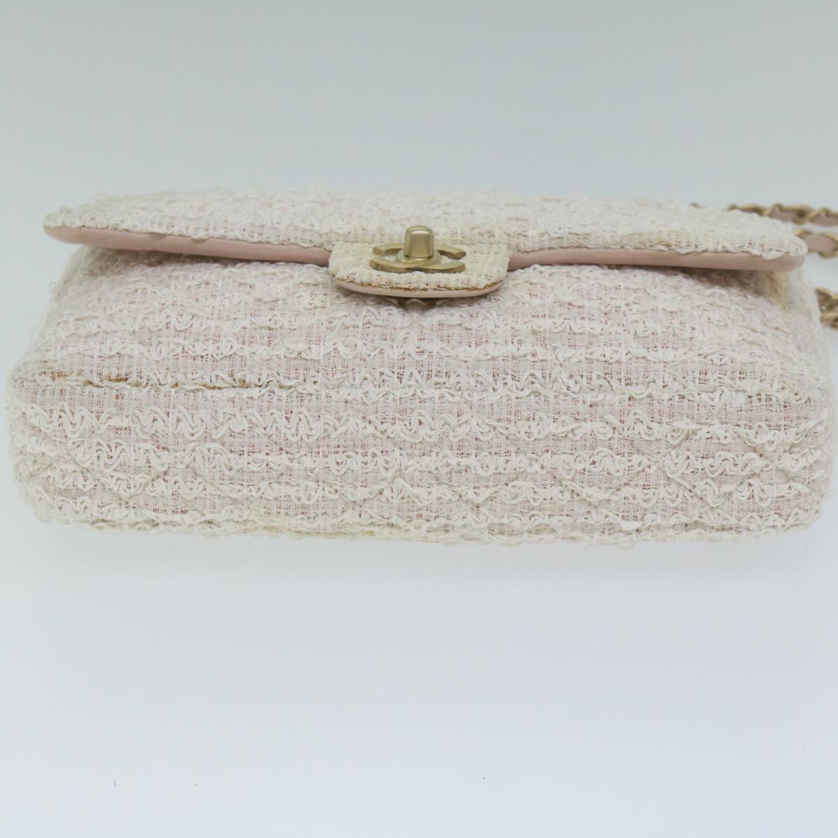 Top Quality Chanel Matelasse Chain Shoulder Bag Tweed Pink CC Auth 60753A