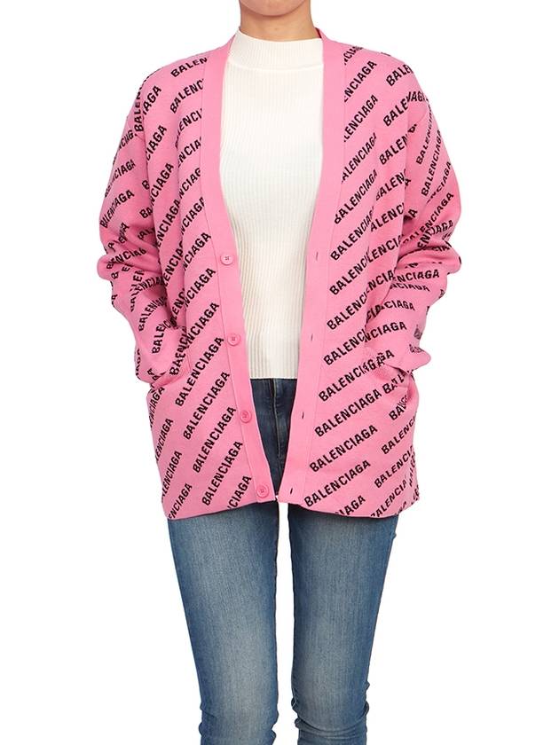 Luxury Balenciaga  All-Over Logo Cardigan Pink