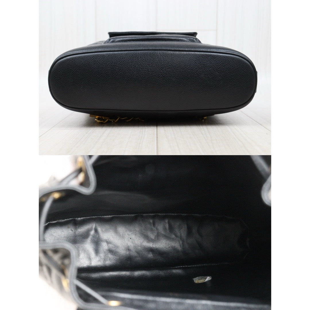 Good ( Rank AB)｜CHANEL  Caviar Skin Leather Calf Backpack  Black Made in 1991-1994Year｜25042802