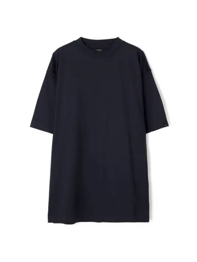 Luxury Balenciaga  Cotton Crew Neck Short Sleeve T-Shirt Navy