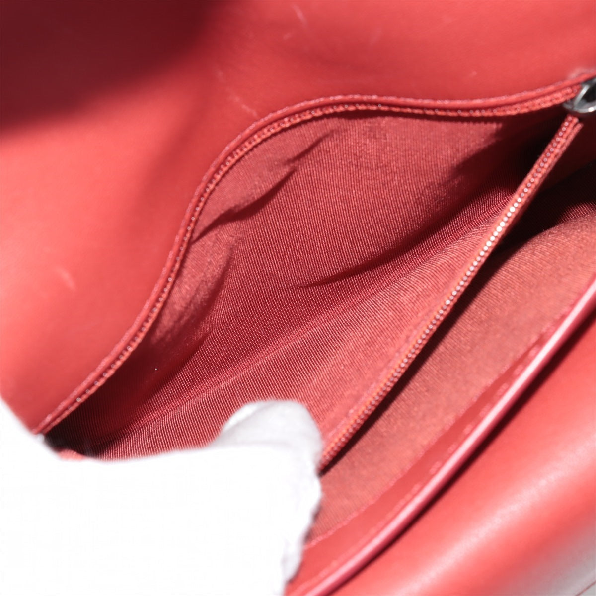 Chanel Matrasse Leather Chain Shoulder Bag Red Silver G  23rd