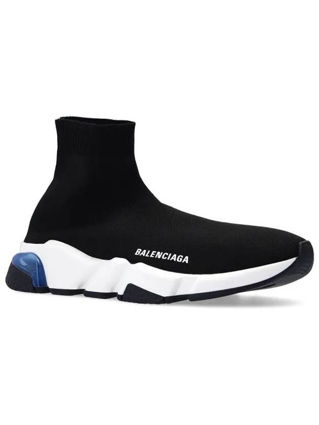 Luxury Balenciaga  Speed Trainer Clear Sole High Top Sneakers  Blue Black