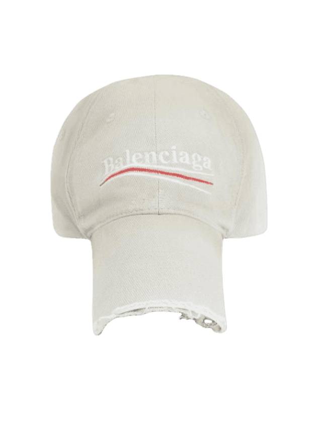 Luxury Balenciaga  Embroided Logo Cotton Ball Cap Light Grey