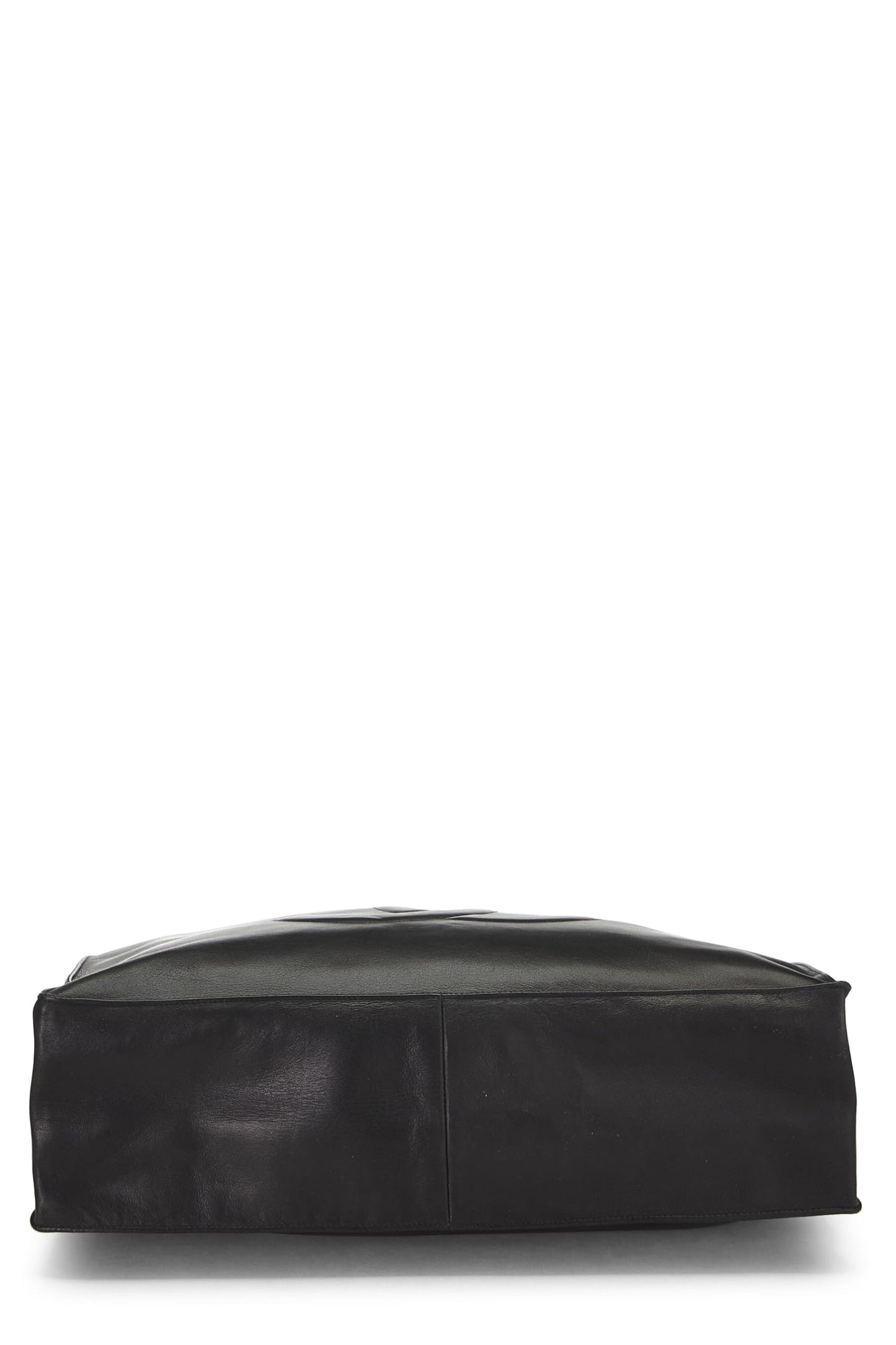 Chanel,  Black Lambskin Flat Chain Handle Tote Medium, Black