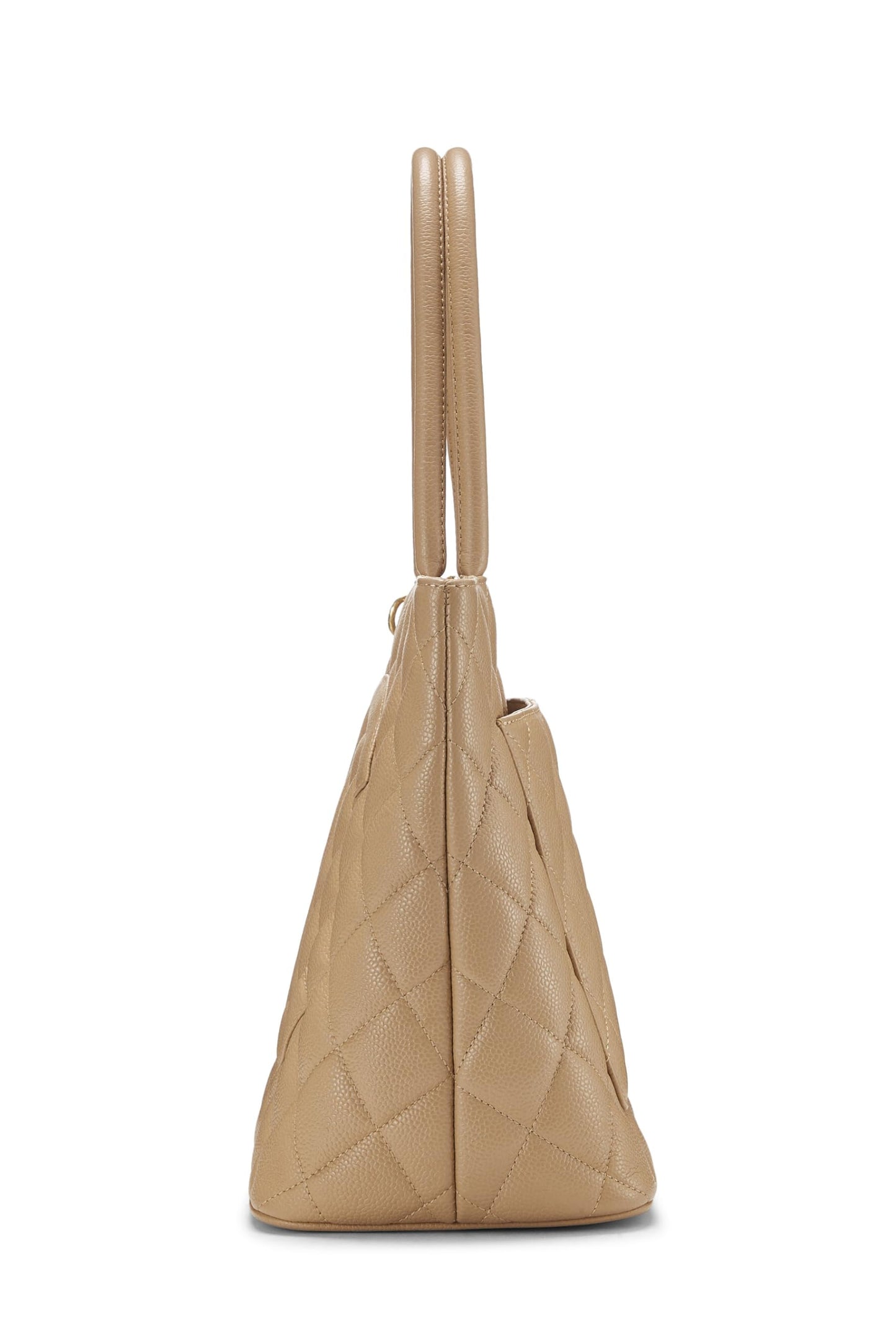 Chanel,  Beige Quilted Caviar Medallion Tote, Beige