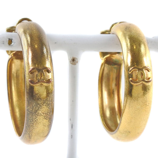 CHANEL Earring Plated Gold gold hoop COCO Mark Women Used