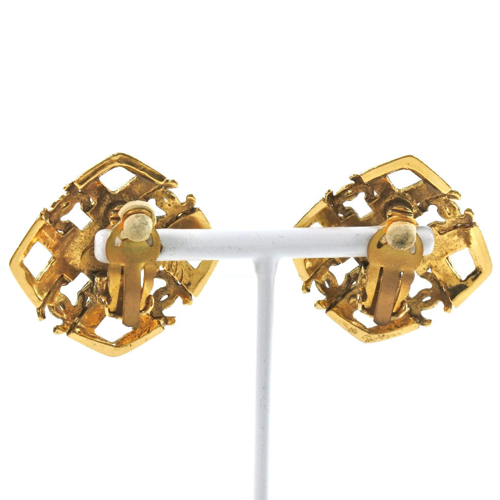 CHANEL Earring Plated Gold gold vintage COCO Mark Women Used