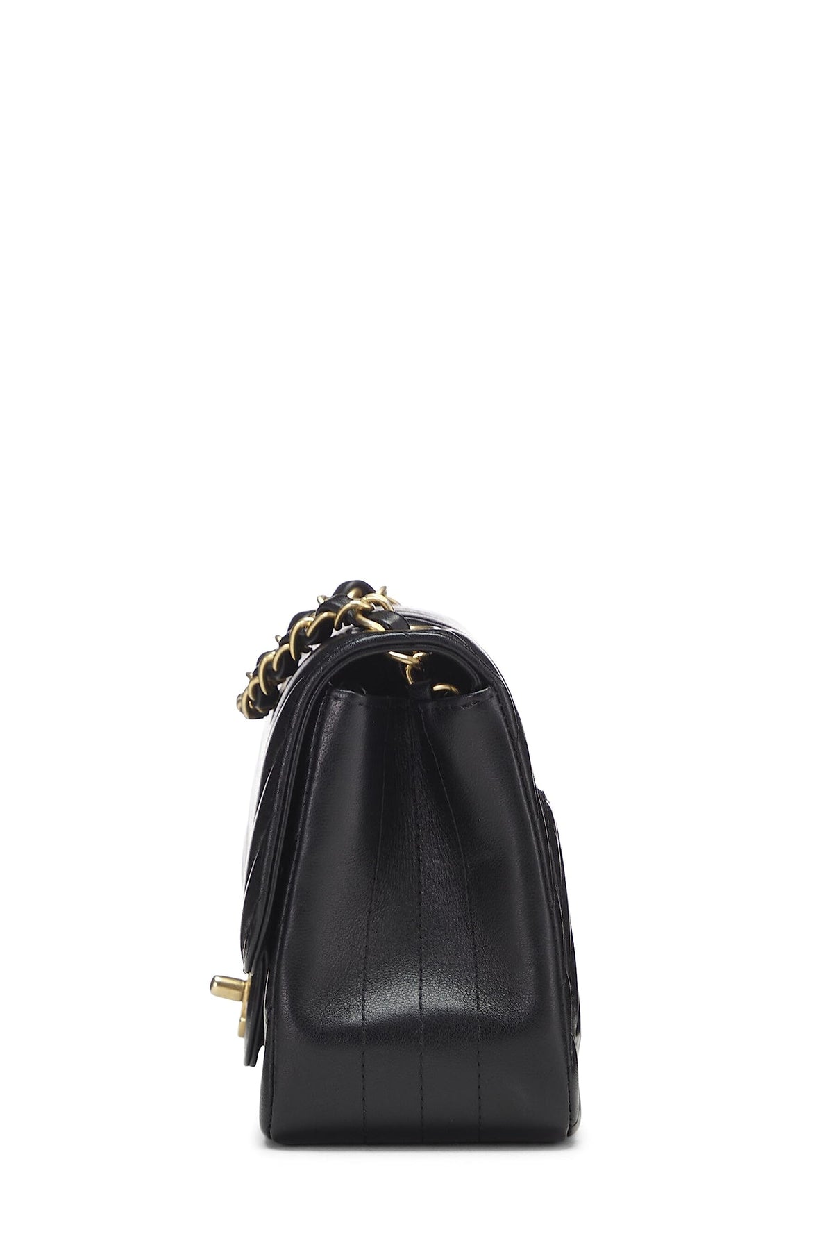 Chanel,  Black Chevron Lambskin Square Flap Mini, Black