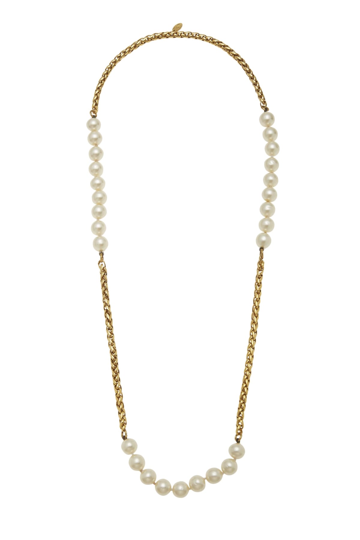 Chanel,  Gold & Faux Pearl Necklace, Gold