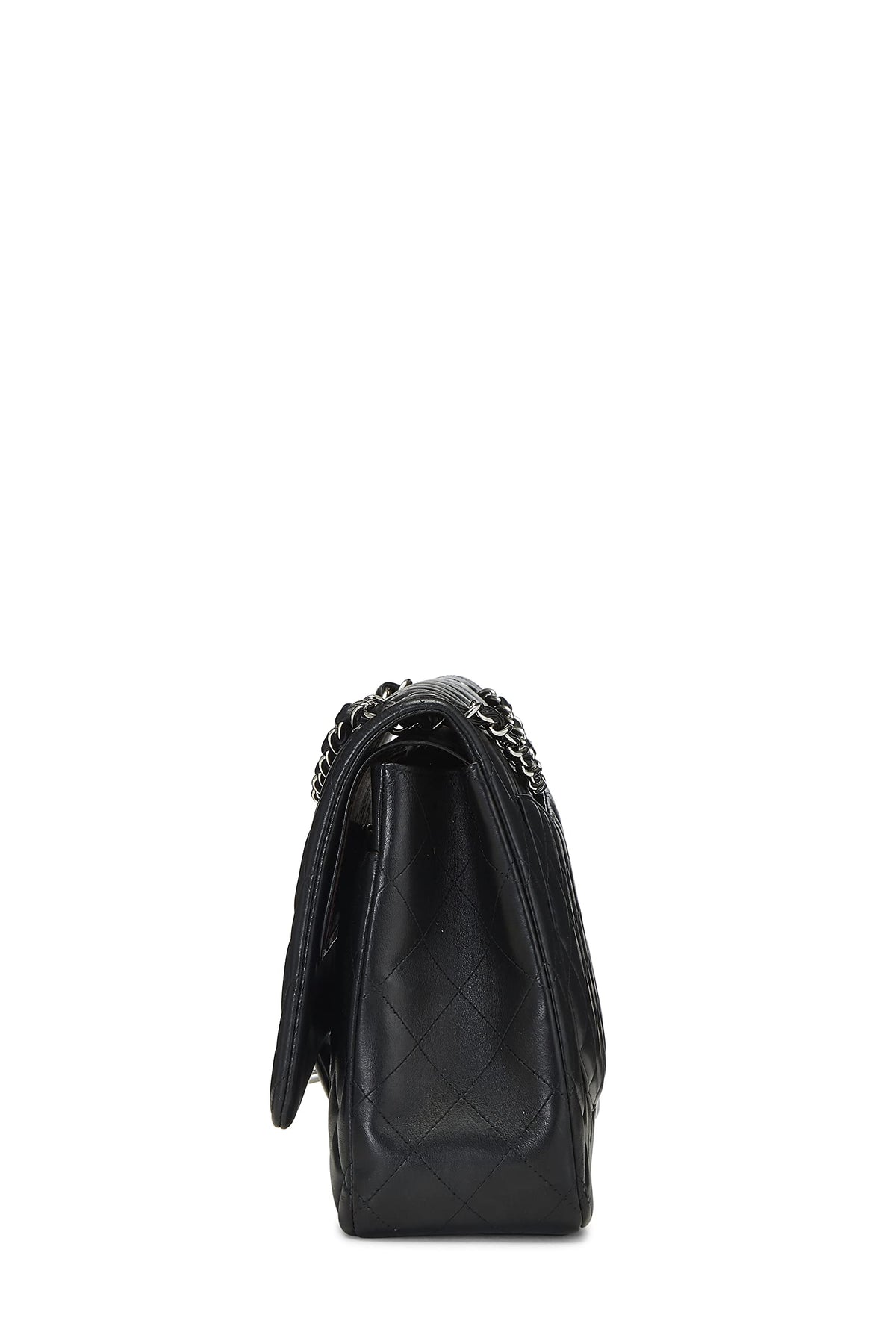 Chanel,  Black Quilted Lambskin New Classic Double Flap Maxi, Black