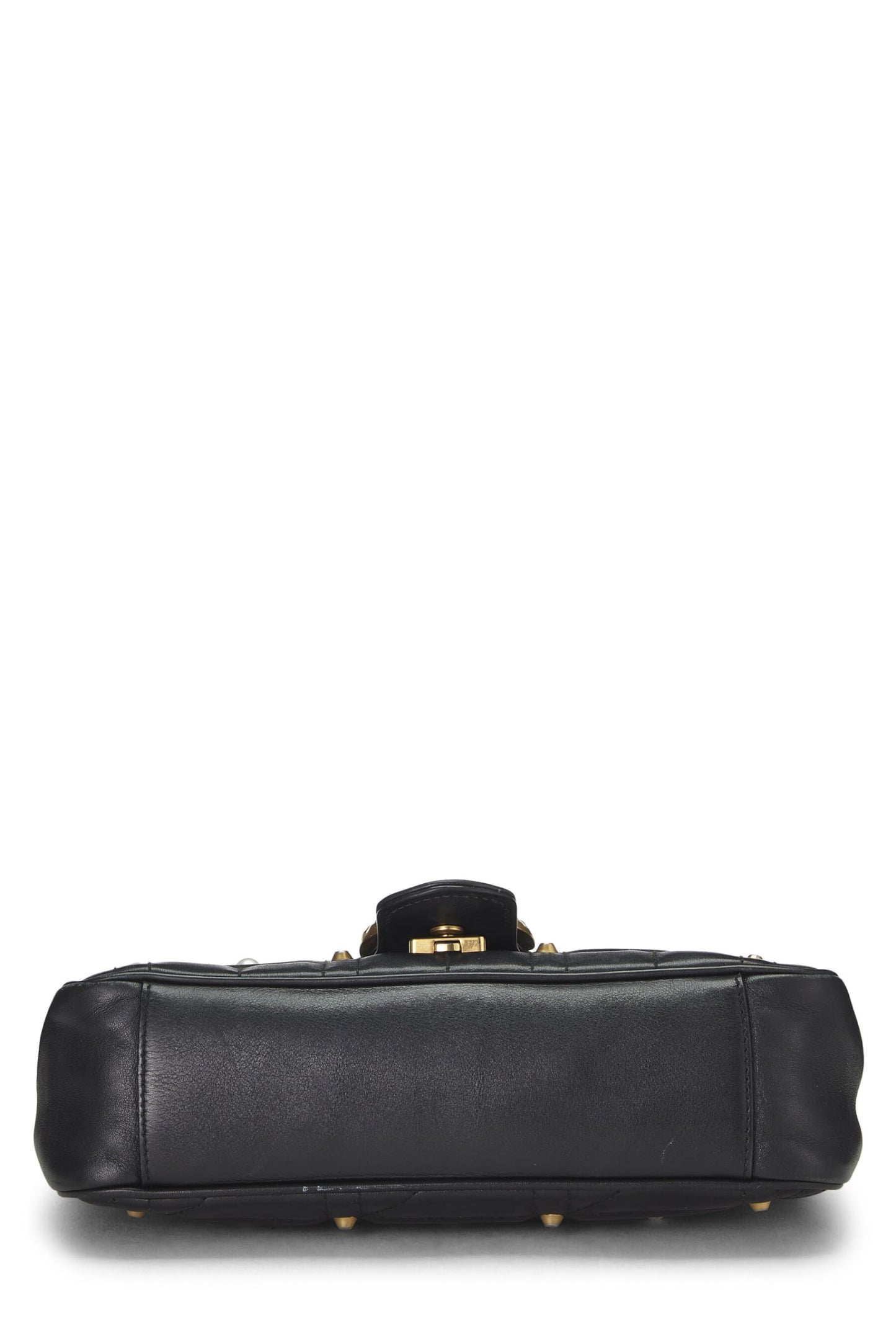 Gucci, Black Leather & Faux Pearl GG Marmont Shoulder Bag Small, Black