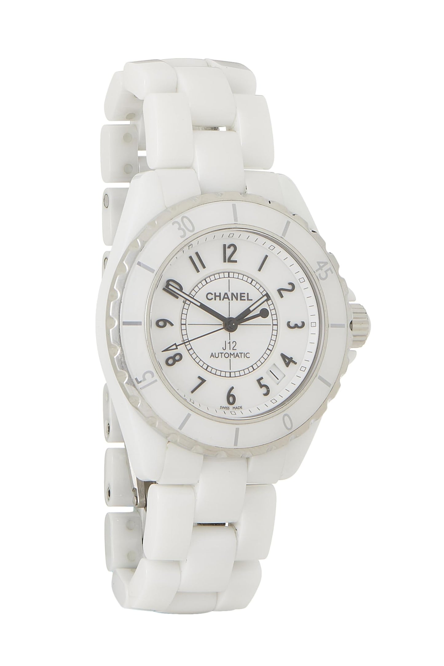 Chanel,  White Ceramic J12 Watch 38mm, White