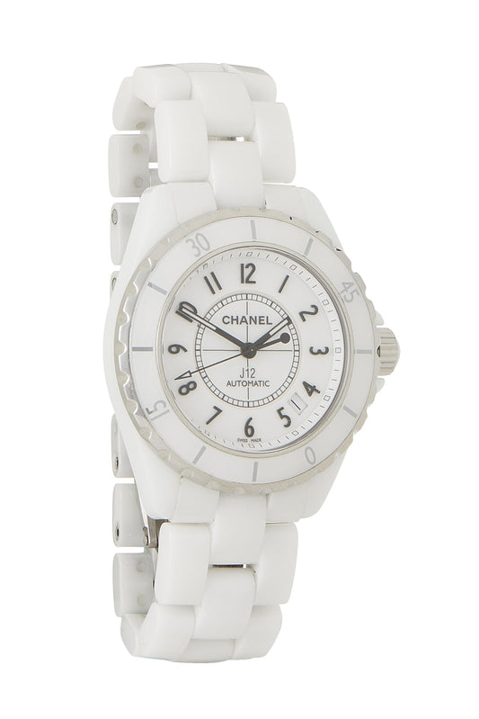 Chanel,  White Ceramic J12 Watch 38mm, White