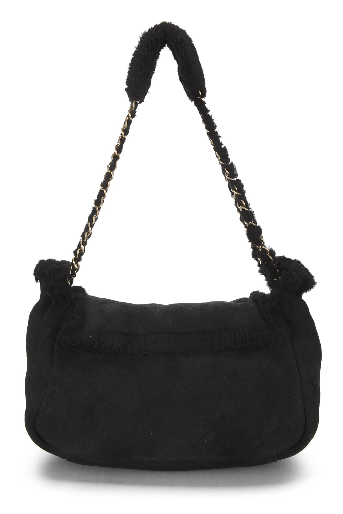 Chanel,  Black Shearling Shoulder Bag Small, Black