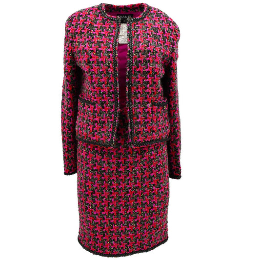Chanel 1994 open-front jacket skirt suit #38