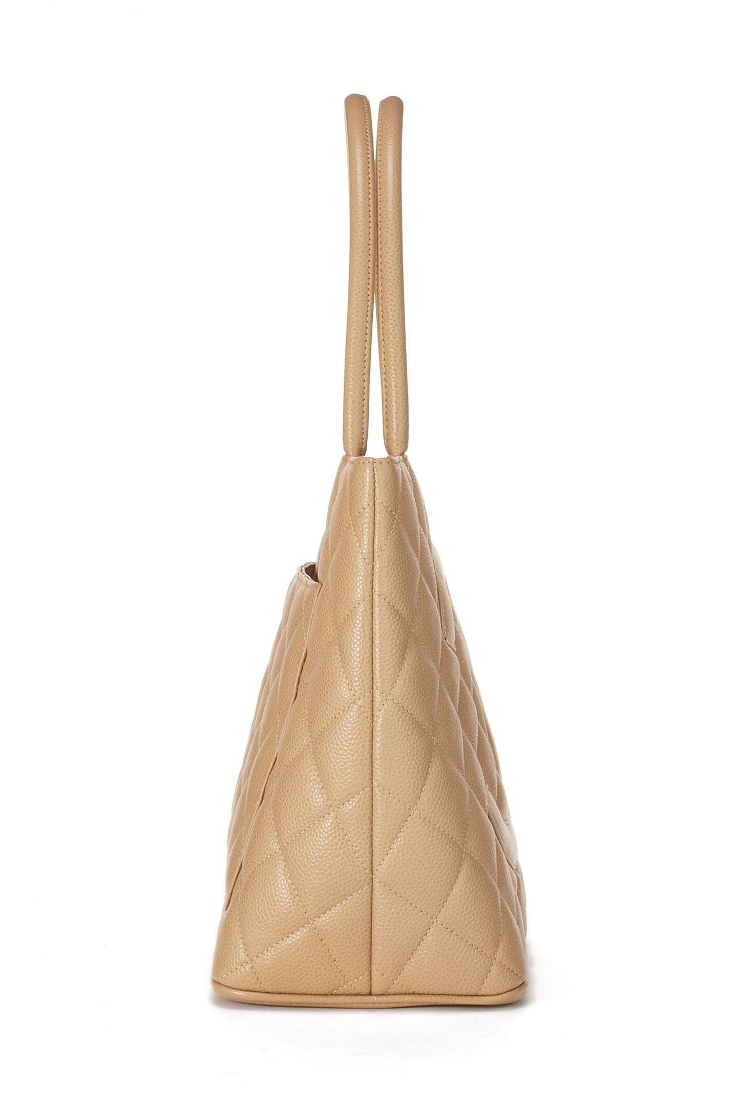 Chanel,  Beige Quilted Caviar Medallion Tote, Beige