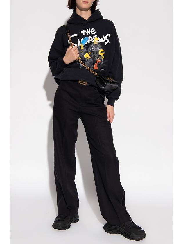 Luxury Balenciaga  The Simpsons Printed Hoodie Black