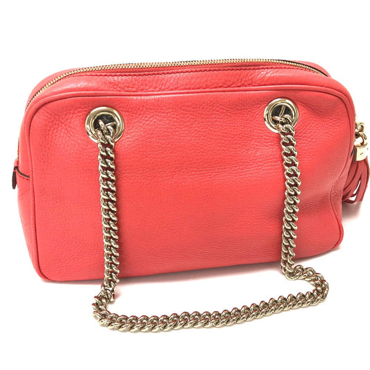 GUCCI Shoulder Bag 308983 leather Begonia pink Interlocking G SOHO Small Women Secondhand