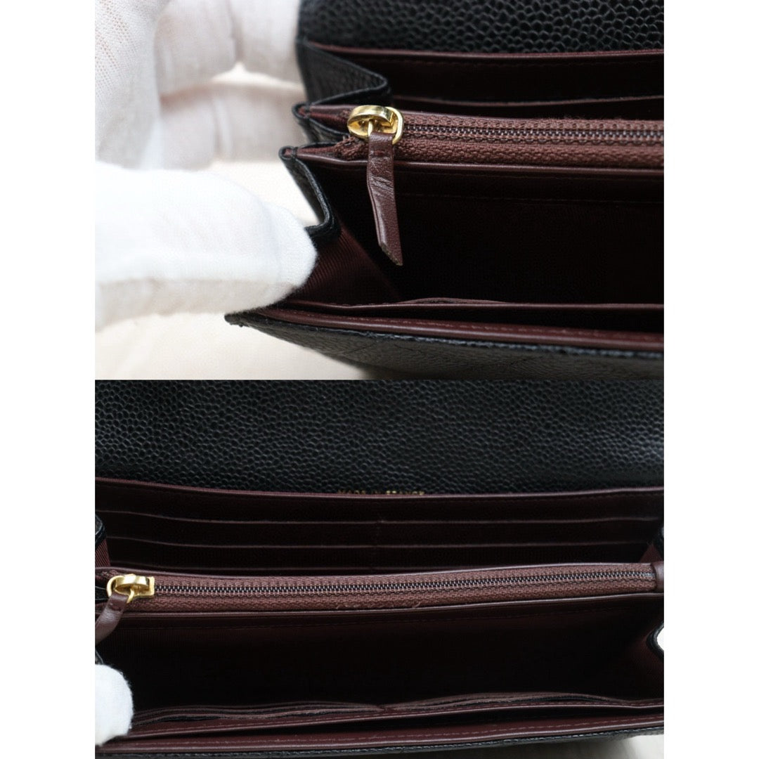 Very Good ( Rank A) ｜CHANEL Caviar Skin Black Long Wallet Made In 2017Year｜25051512