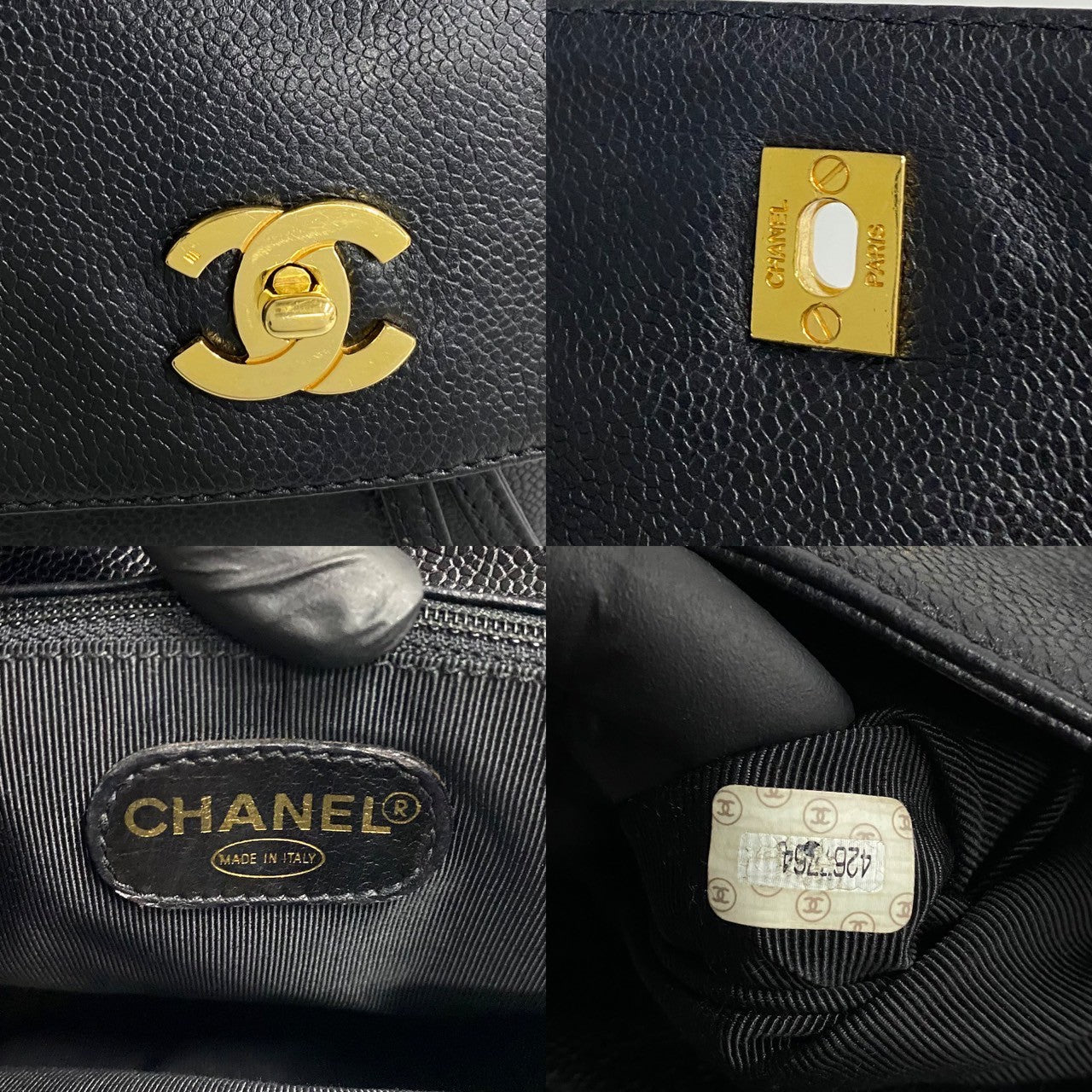 Chanel Triple Coco Caviar Leather Backpack