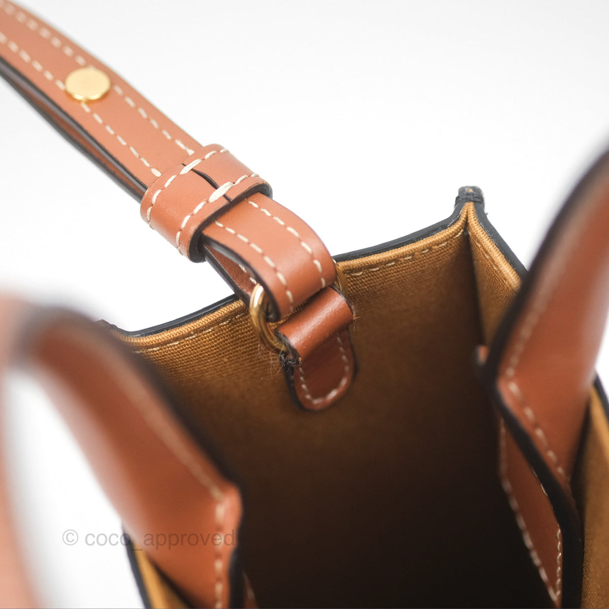 Celine Mini Vertical Cabas Bag Triomphe Canvas Tan