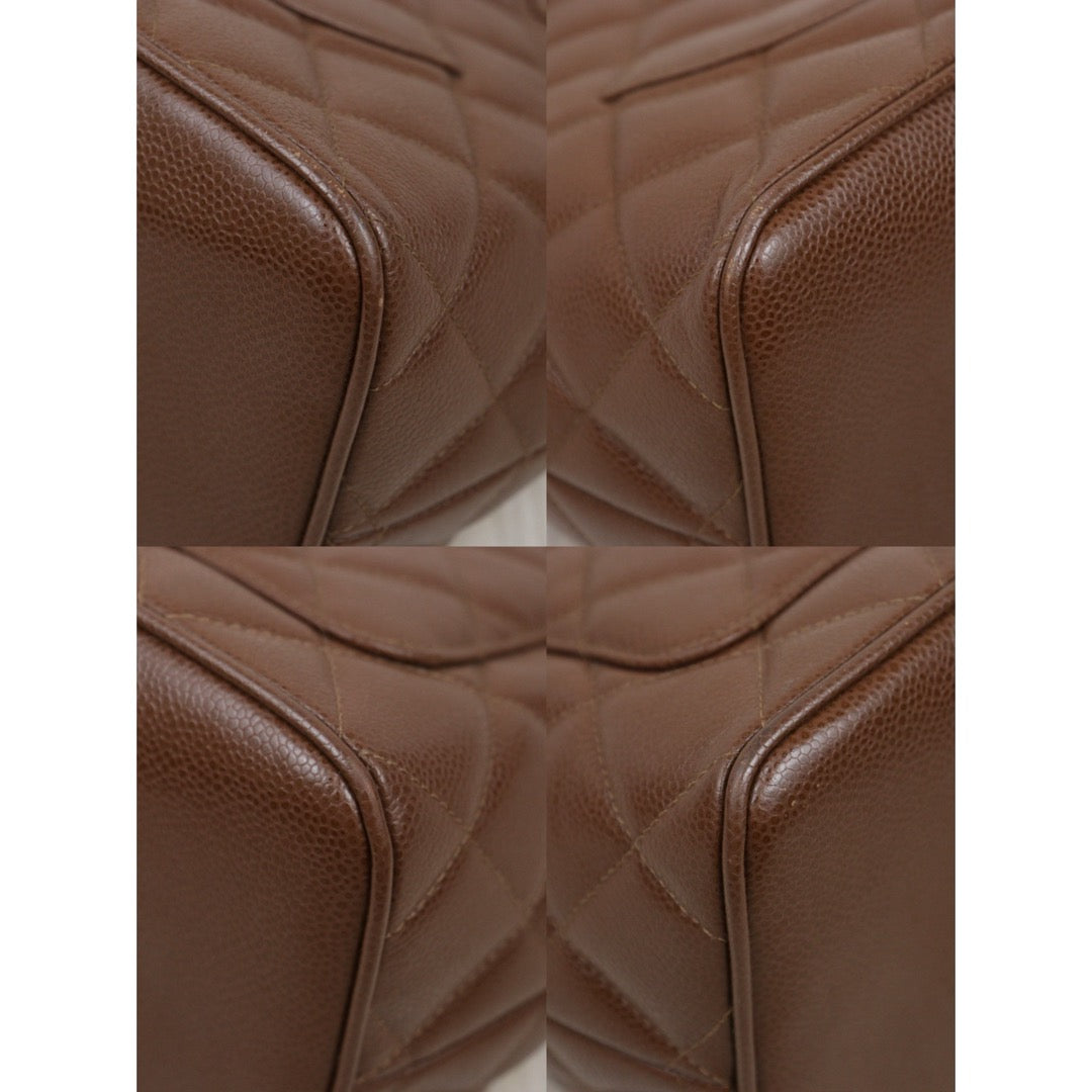 Very Good ( Rank A)｜ CHANEL Caviar Skin Calf Leather Tote Bag Golden Brown Made In 1997～1999Year｜P25071803
