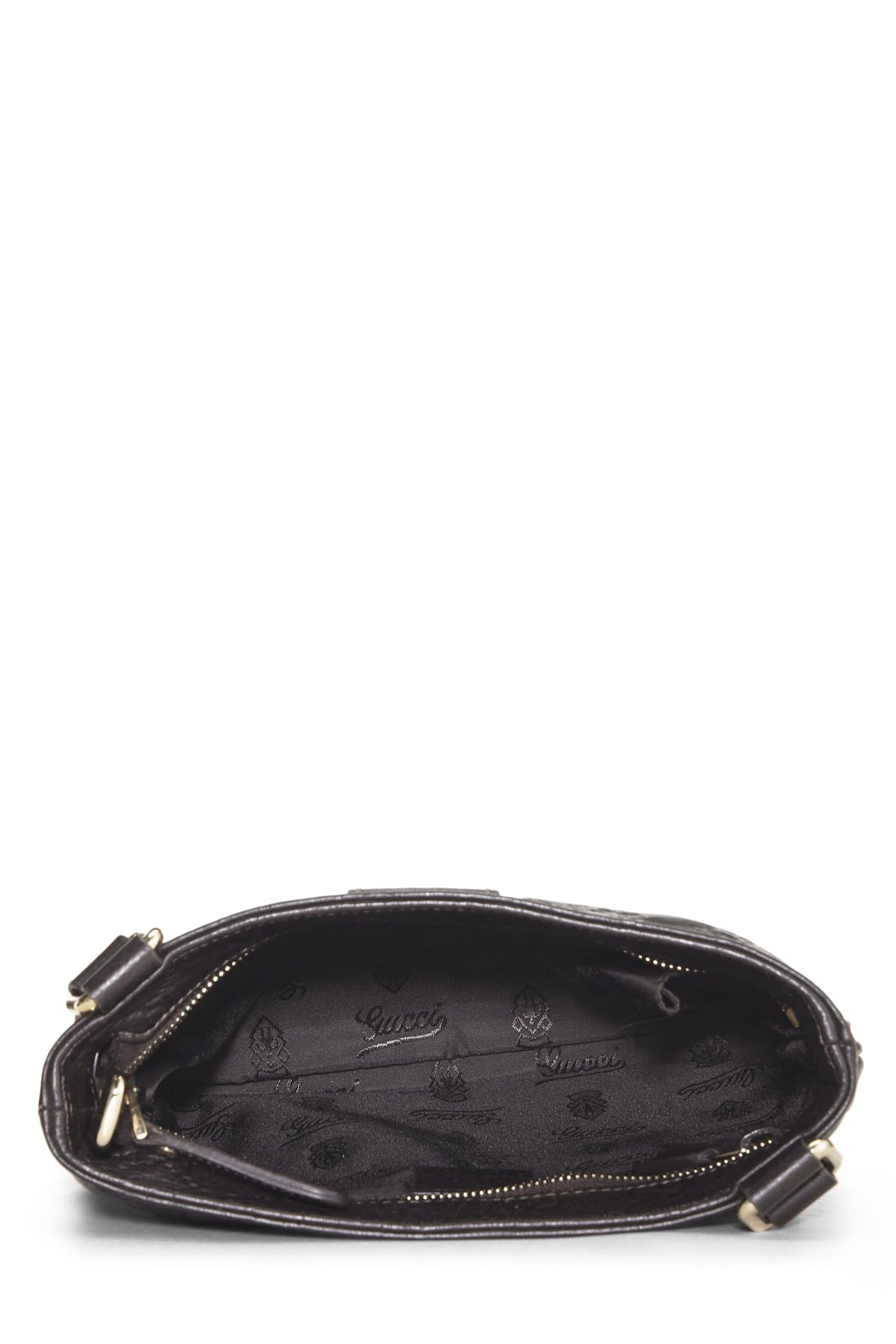 Gucci, Brown Guccissima Signature Leather Zip Flat Messenger Small, Brown