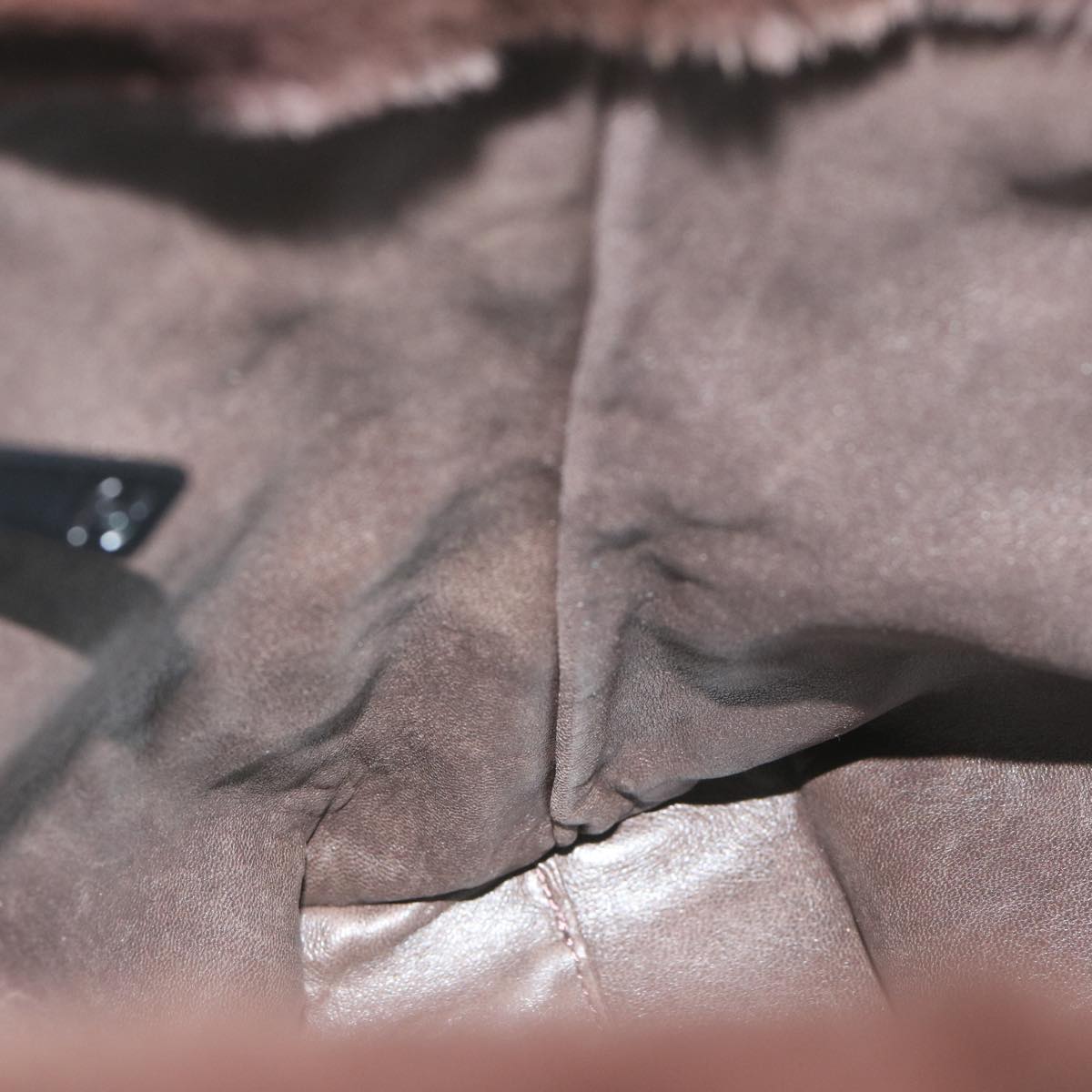 CHANEL Tote Bag Fur Brown Cc Auth 61881